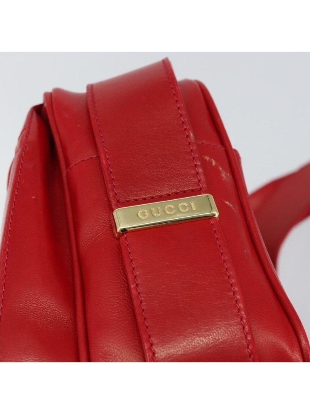 Authentic GUCCI Shoulder Bag Leather Red Gold - Picture 6 of 16
